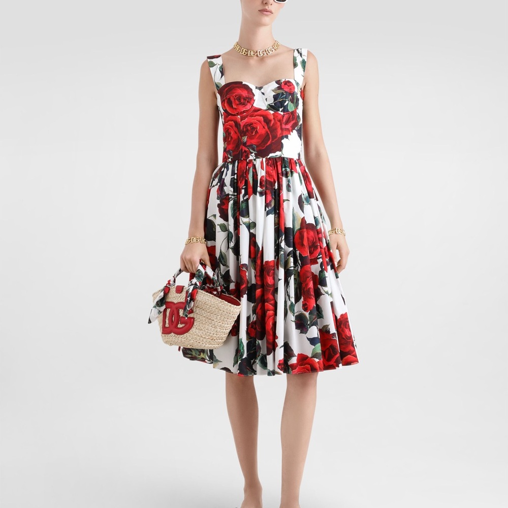 SOLD ❤️Dolce & Gabbana Red Rose Midi Dress